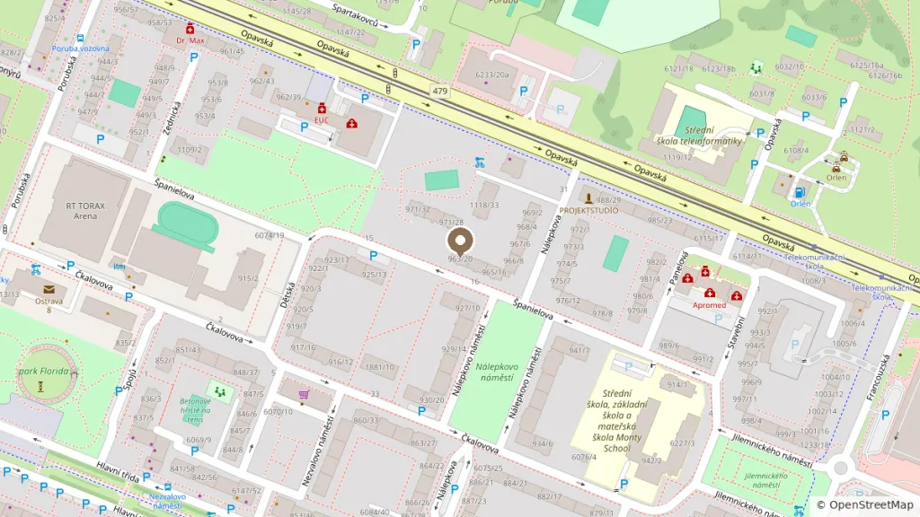 Mapa: Španielova 963/20, Ostrava-Poruba